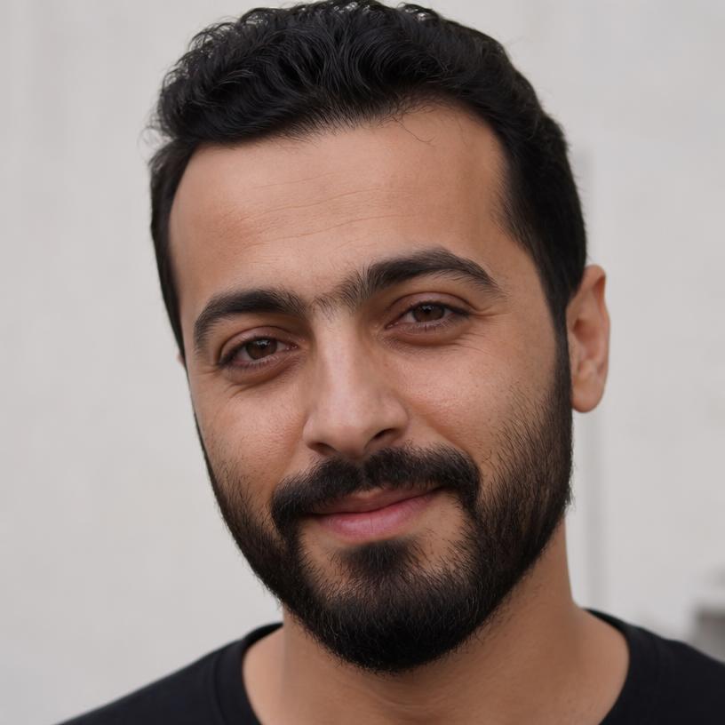 Young man with a beard and smooth skin