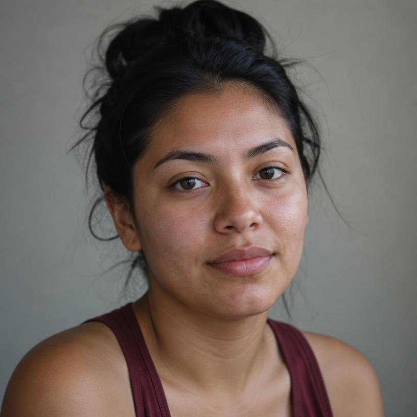 Young woman with warm golden skin