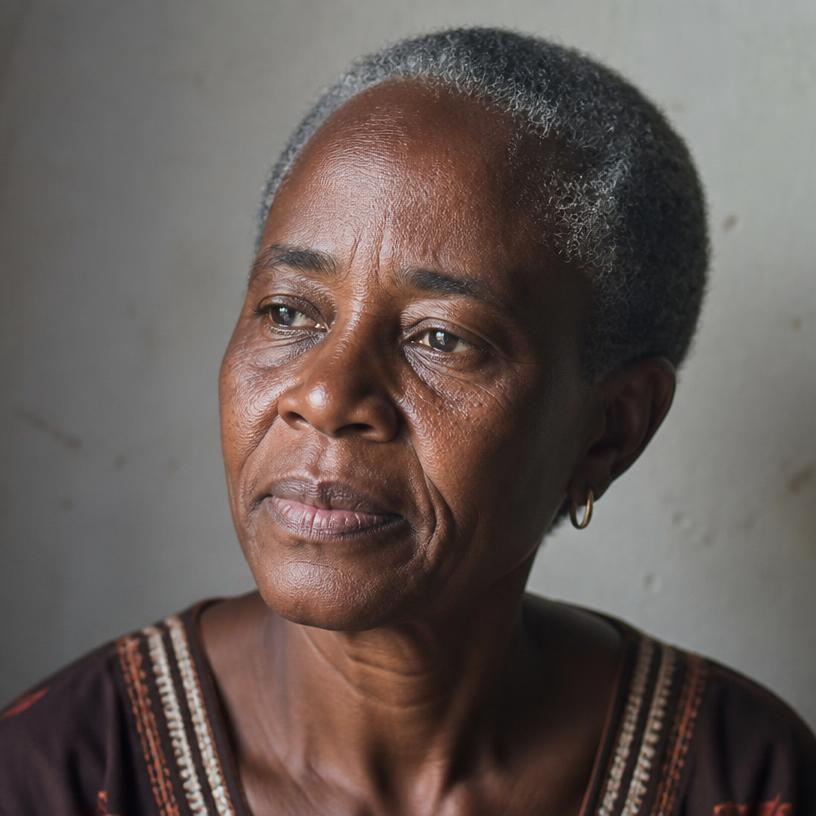 Older African woman with elegant mature skin